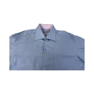 Robert Graham Shirt Men’s 42 16.5 Blue 100% Cotton Diamond All Over Pattern
